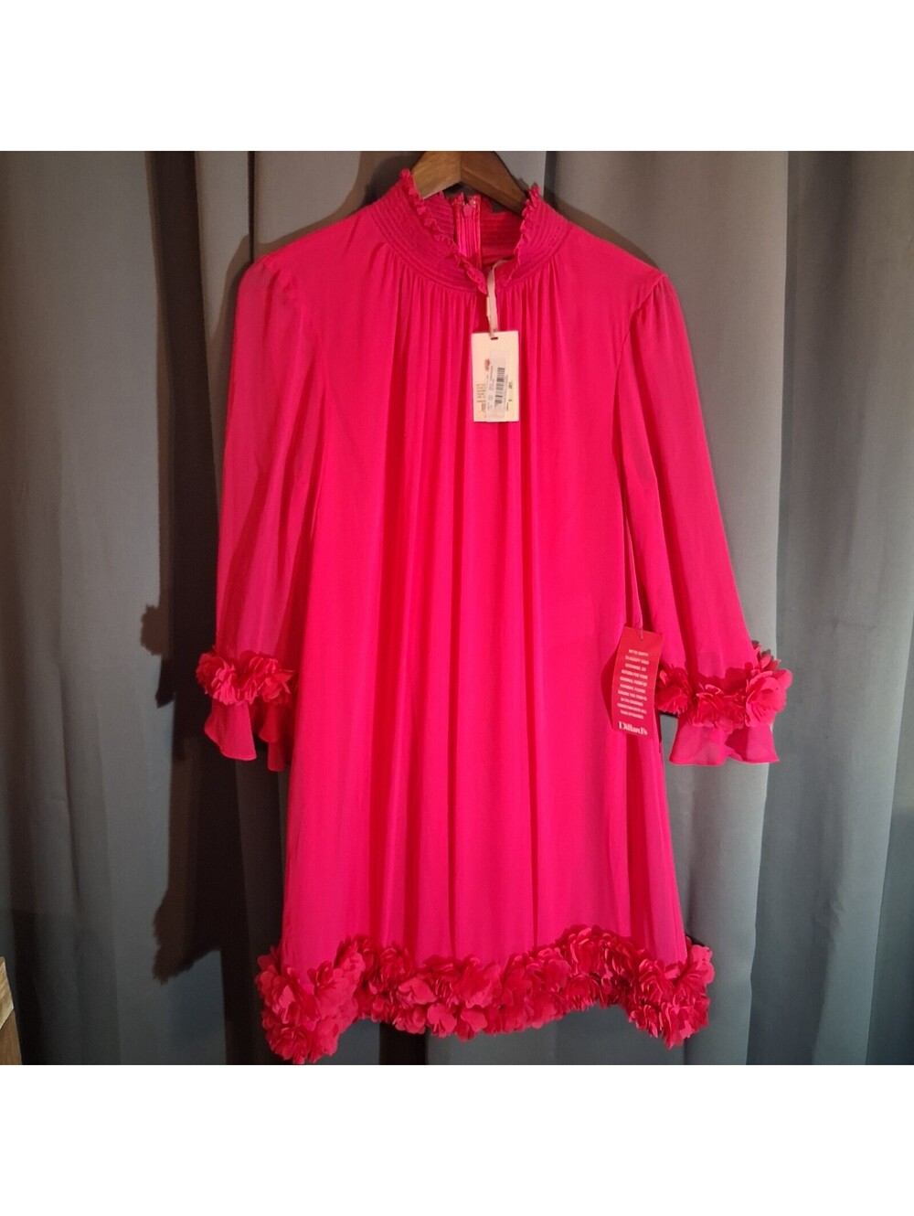 Alex Marie Women's Pink Dress with Floral Trim Size 12